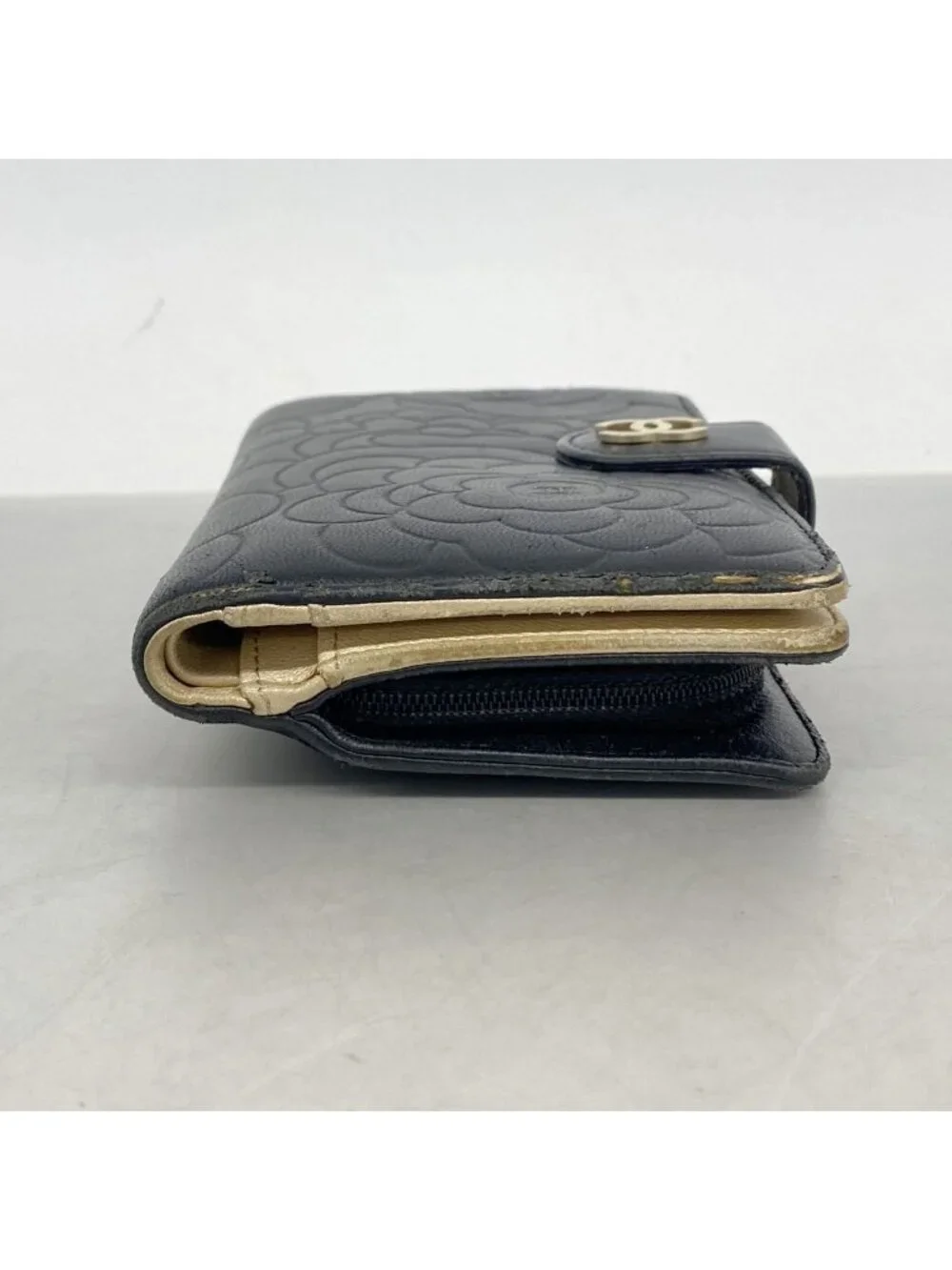 Chanel Wallet Camellia Lambskin Black Gold